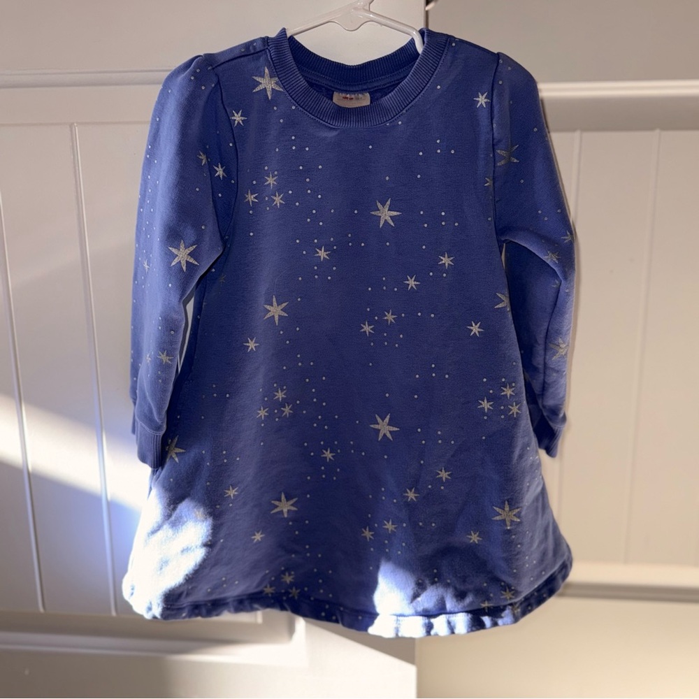 Hanna Anderson Long Sleeve Foil Print Fleece Dress